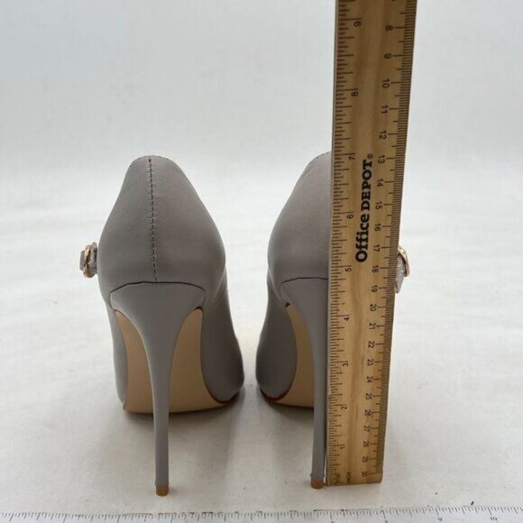 YDN Yellow Patchwork Pointed Toe Pumps Chain Strap Stiletto High Heels Shoes - Picture 5 of 8